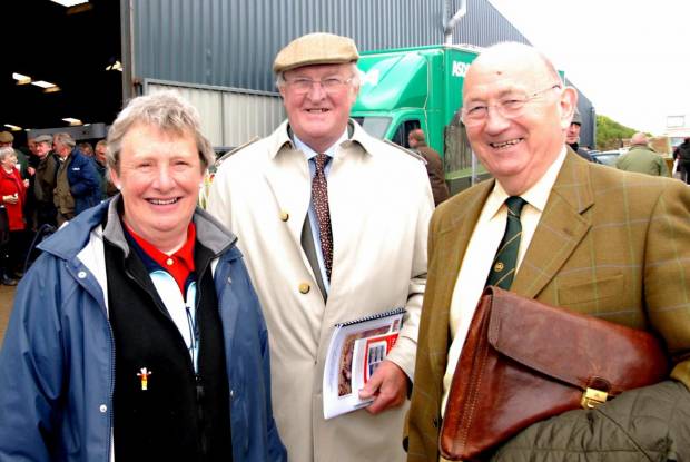 Lord Plumb (centre) with John Thorley (then NSA Chief Executive) and Margaret Dalton (a fellow NSA Vice President) at NSA Welsh Sheep 2009.